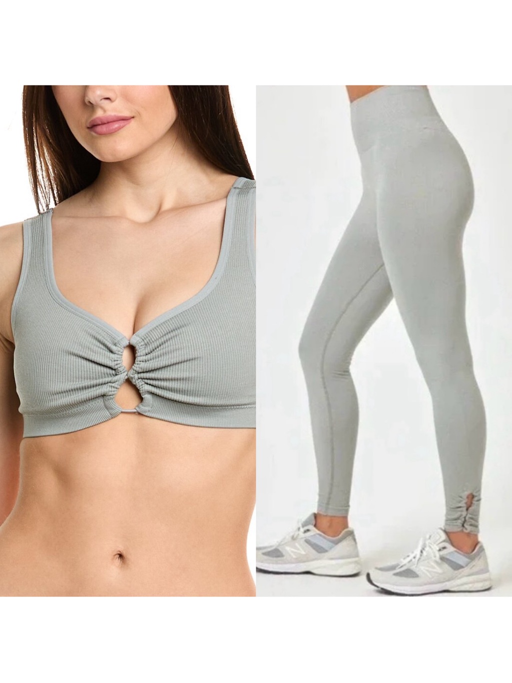 Nwt L*Space Simmons Seamless Sports Bra & Leggings, Sage Green, Women's Xs/S